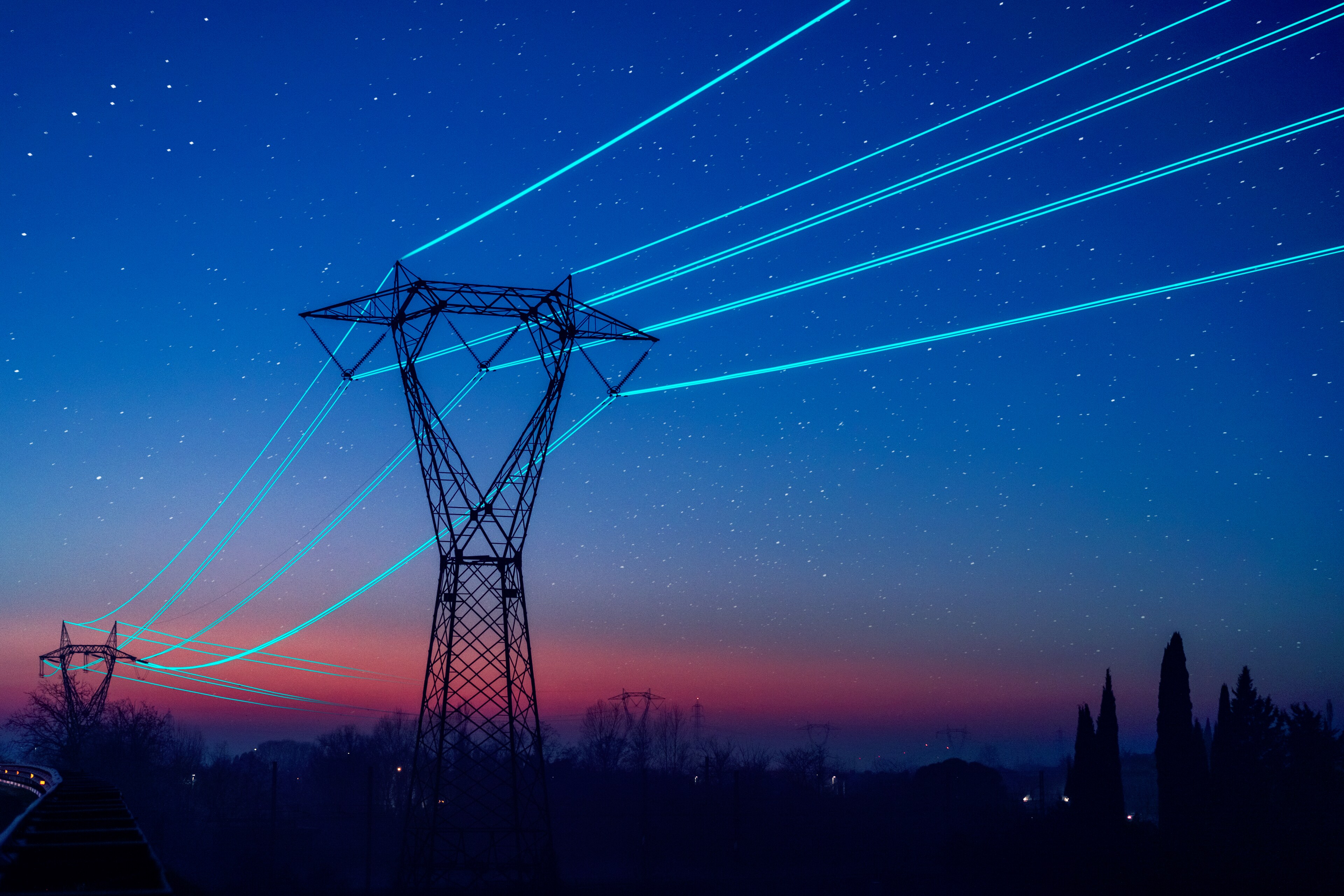 Blue power lines