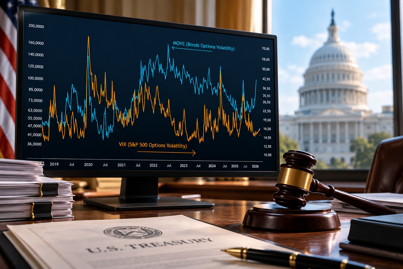 Treasury Desk Overlooking Capitol Volatility