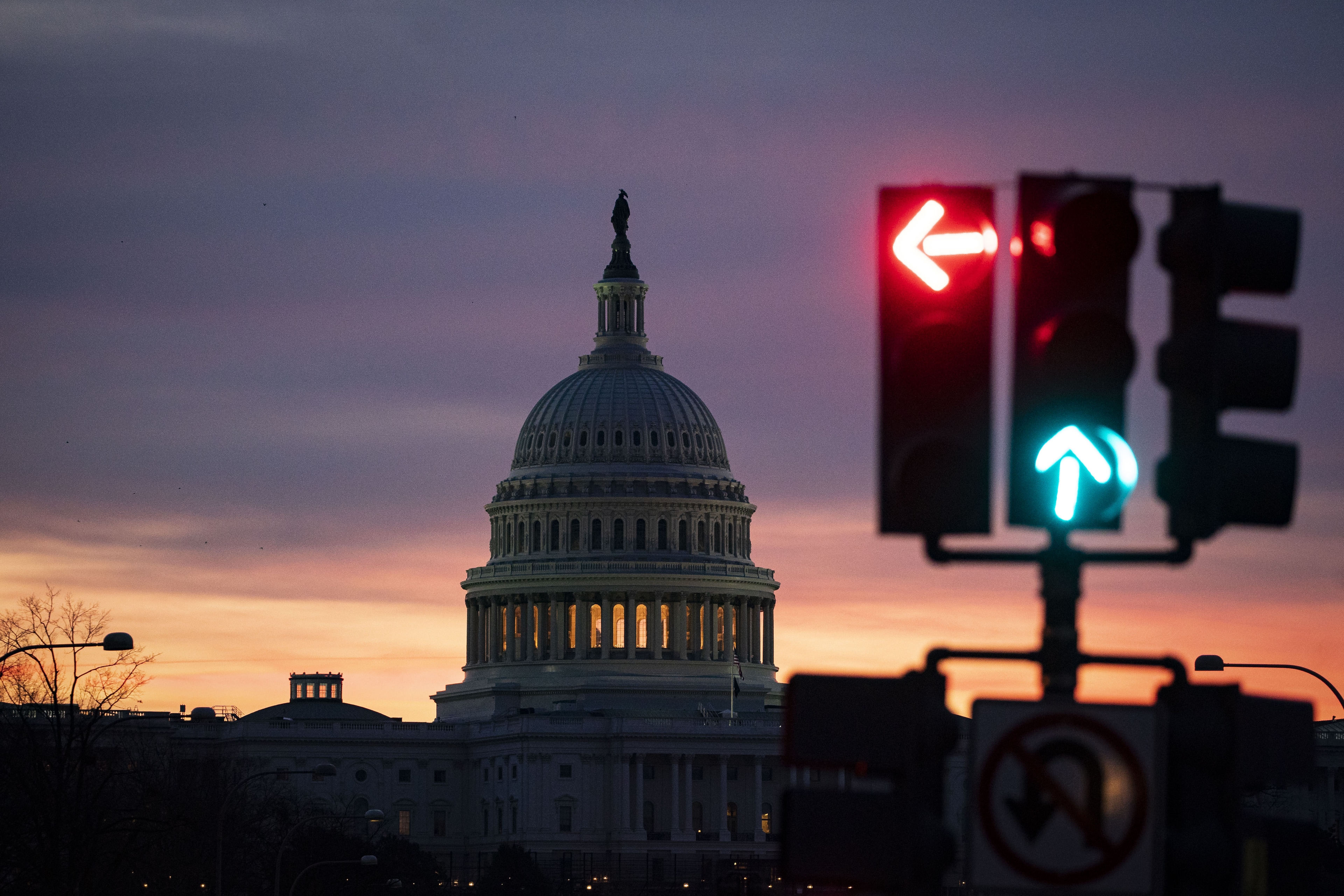 Shot of American politics with stop sign