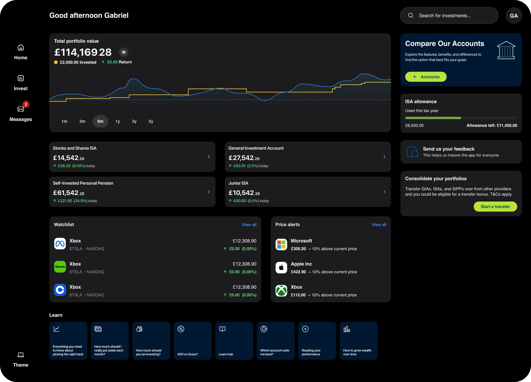 Invest web platform