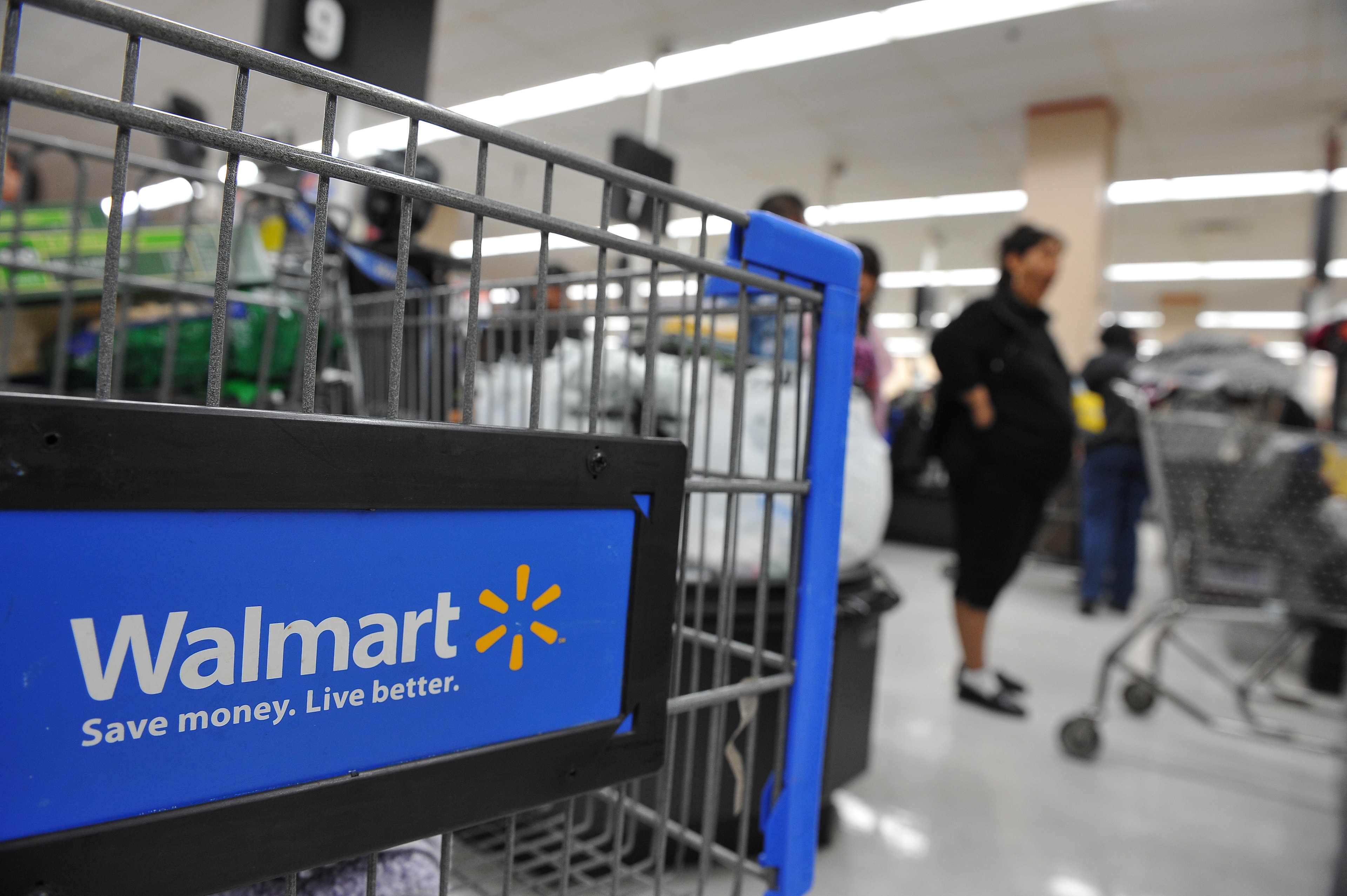 A shopping trolley in a Walmart supermarket.