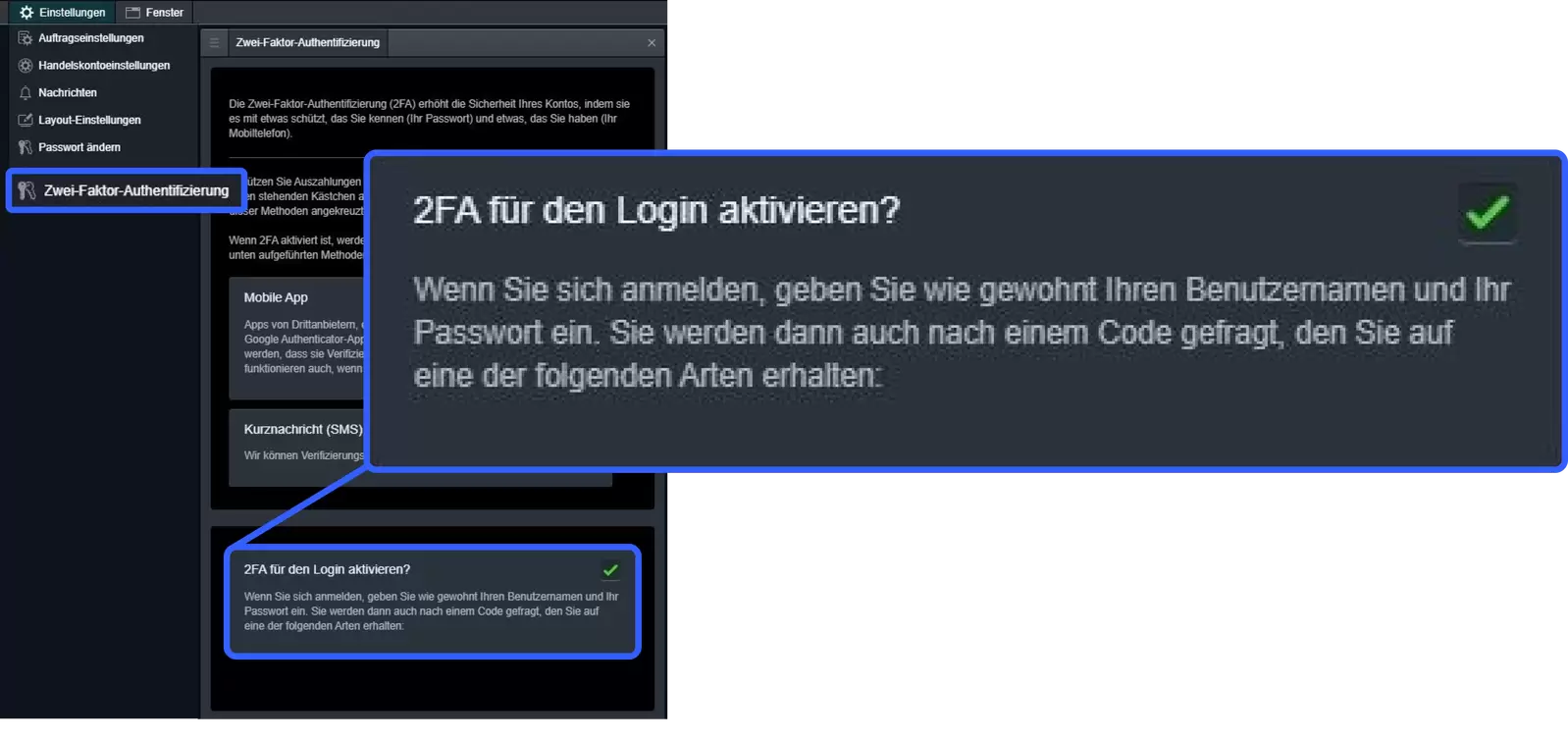DE-2fa main loginactivated