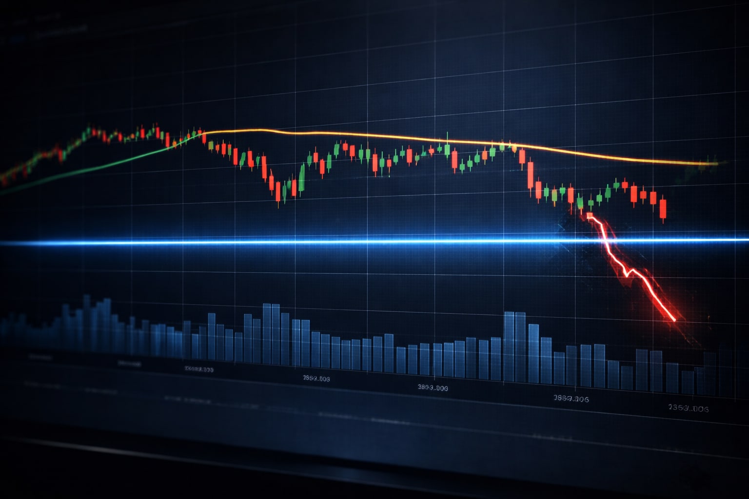 Breaking support on trading chart