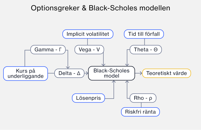 Digram of the five options greeks